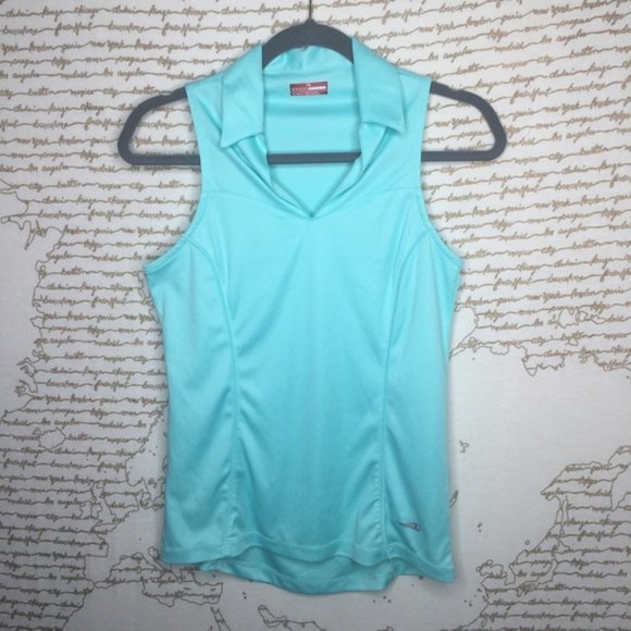 GrandSlam Size XS Turquoise Tennis Sport V-neck Collar Active Tank - Picture 1 of 6